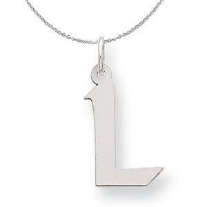 Silver Karlie Collection Block Initial Charm Letter L Necklace - 20 In